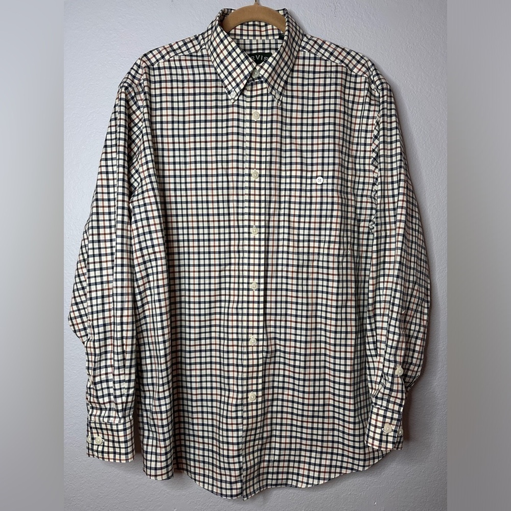 Orvis Long Sleeve 100% Cotton Plaid Button Down Shirt Men’s Large